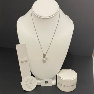 Hillberg & Berk Silver Aurora Borealis sparkle Ball Necklace and Earring Set